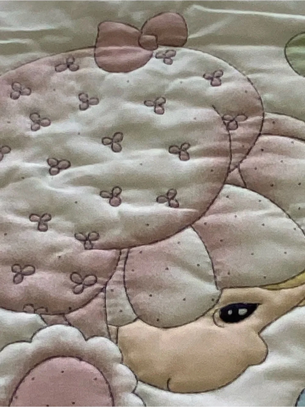 Vintage quilted Precious Moments crib/toddler bed quilt